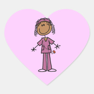 Pegatina En Forma De Corazón Enfermera afroamericana