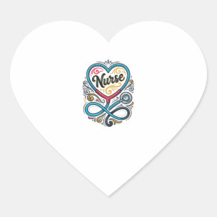 Pegatina En Forma De Corazón Enfermera Corazón Estetoscopio Diseño de Grabado V