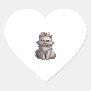 Pegatina En Forma De Corazón Enfermera De Gato. Enfermería especial de gatos de