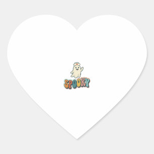 Pegatina En Forma De Corazón Enfermera de Halloween Fantasma Espeluznante Retro