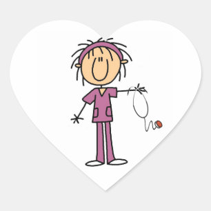 Pegatina En Forma De Corazón Enfermera de palitos femenina