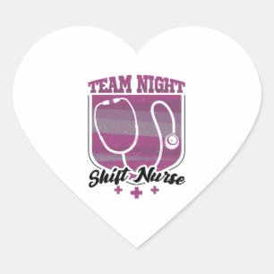 Pegatina En Forma De Corazón Enfermera de turno de noche de equipo