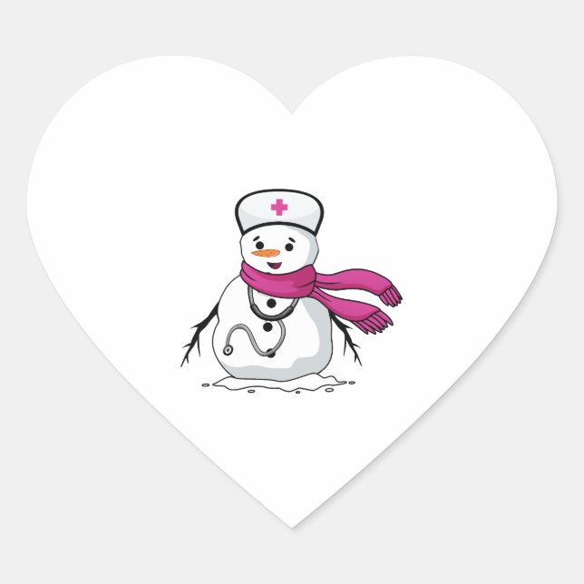 Pegatina En Forma De Corazón Enfermera divertida con estetoscopio (Anverso)