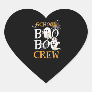 Pegatina En Forma De Corazón Enfermera escolar de la tripulación de Boo Hallowe
