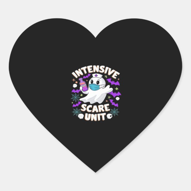 Pegatina En Forma De Corazón Enfermera intensiva de la unidad de miedo Hallowee (Anverso)