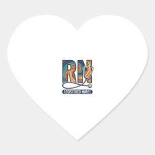 Pegatina En Forma De Corazón Enfermera Registrada RN Diseño Vectorial Vintage A