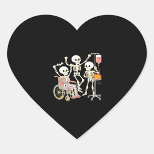 Pegatina En Forma De Corazón Enfermera Skeleton Funny Halloween Healthcare Esse