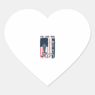 Pegatina En Forma De Corazón Enfermera Vive Ama Sana Patriótico Vintage Vector