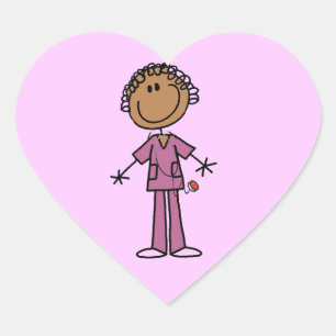 Pegatina En Forma De Corazón Enfermeras africanas con imitaciones de palos