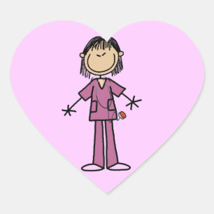 Pegatina En Forma De Corazón Enfermeras asiáticas con imitaciones de palo