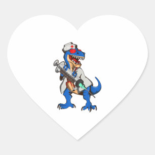 Pegatina En Forma De Corazón Enfermero de Enfermería de Dinosaurio