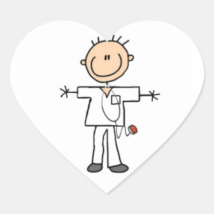 Pegatina En Forma De Corazón Enfermero de palitos masculino