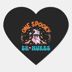 Pegatina En Forma De Corazón Enfermero de urgencias de Halloween - Enfermero de