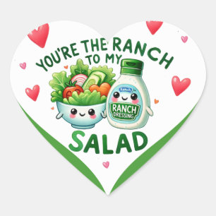 Pegatina En Forma De Corazón Ensalada y rancho kawaii