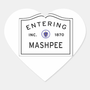 Pegatina En Forma De Corazón Entrando en MAMÁES Mashpee, Rótulo de Ciudad del C