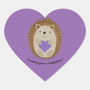 Pegatina En Forma De Corazón Enviándote un Hedgehug Hedgehog