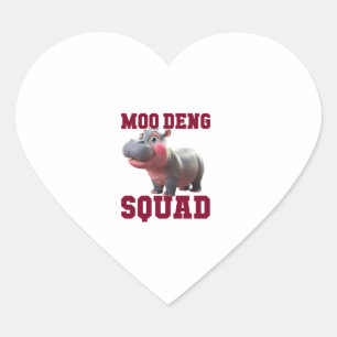 Pegatina En Forma De Corazón Equipo de Hippo de MOO DENG SQUAD Chicas de la fie