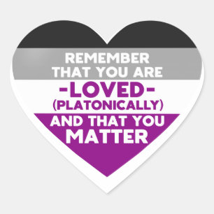 Pegatina En Forma De Corazón Eres amado, asunto (corazón de la bandera asexual)