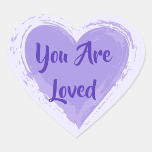 Pegatina En Forma De Corazón "Eres Amado" Corazón Púrpura