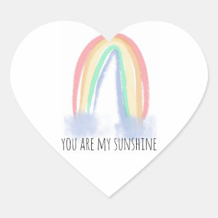 Pegatina En Forma De Corazón Eres mi arcoiris pintado con una acuarela brillant