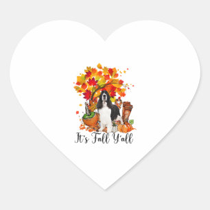 Pegatina En Forma De Corazón Es Fall Y'all Springer Spaniel Dog Halloween Tha