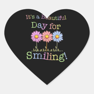 Pegatina En Forma De Corazón Es un bello día para un gráfico sonriente - Heart 