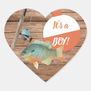 Pegatina En Forma De Corazón Es un chico que pesca la marca redonda clásica Bab