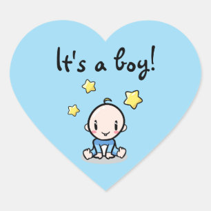 Pegatina En Forma De Corazón ¡Es un niño!, un lindo bebé, un pegatina con forma