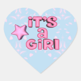 Pegatina En Forma De Corazón Es una estrella de texto 3D Chica