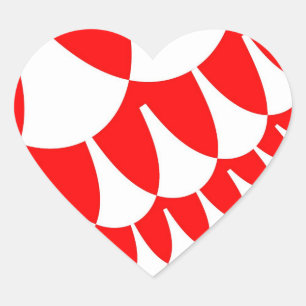 Pegatina En Forma De Corazón Escalas rojas y blancas