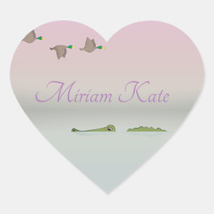 Pegatina En Forma De Corazón Escena de la Naturaleza (patos, cocodrilo)