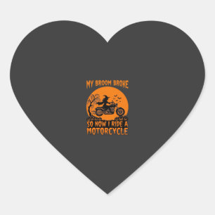 Pegatina En Forma De Corazón Escoba Rompió Bruja De Halloween Motocicleta Murci
