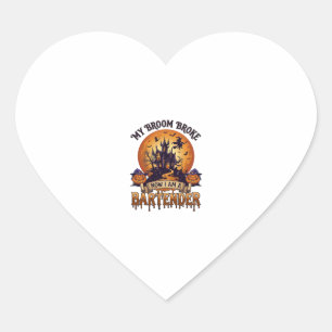 Pegatina En Forma De Corazón Escoba Rompió Cantinero Casa Embrujada de Hallowee