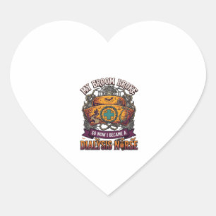 Pegatina En Forma De Corazón Escoba Rompió Enfermera Diálisis Gorro Halloween E