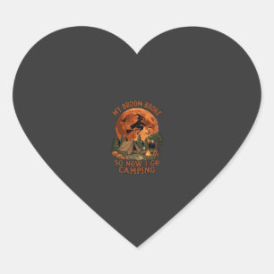 Pegatina En Forma De Corazón Escoba Rota Bruja de Halloween Carpa Fogata 