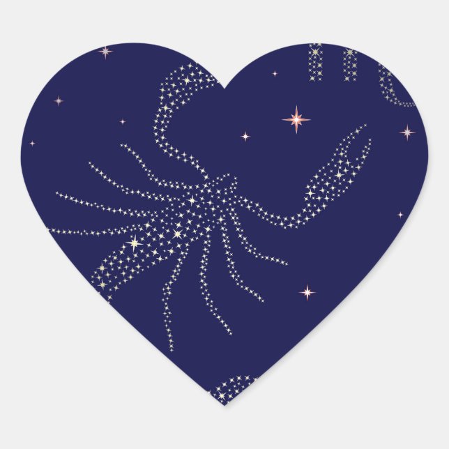Pegatina En Forma De Corazón escorpión de estrellas (Anverso)