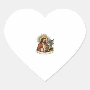 Pegatina En Forma De Corazón Escritorio de pie roto de Jesús atascado a mitad d