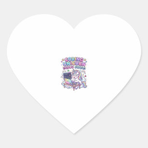 Pegatina En Forma De Corazón Escuadrón de depuración de Unicorn Coding Unicorn