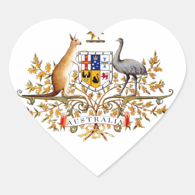 Pegatina En Forma De Corazón escudo de armas de australia (Anverso)