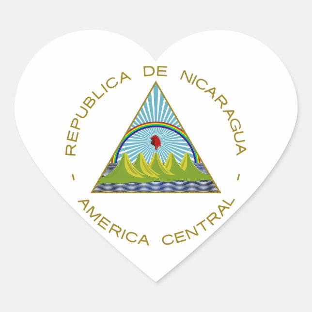 Pegatina En Forma De Corazón Escudo de armas de Nicaragua (Anverso)
