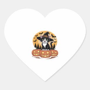 Pegatina En Forma De Corazón Esencial calabazas de peluca de gatos de esmoquín