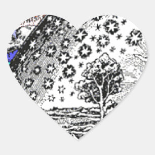 Pegatina En Forma De Corazón Esfera celeste intrincada Sol Luna Estrellas Plane