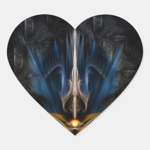Pegatina En Forma De Corazón Espada de arte fractal ligero