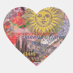 Pegatina En Forma De Corazón España Sunshine español Travel Art