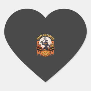 Pegatina En Forma De Corazón Espantapájaros Feliz Halloween Jack O Linterna Vec