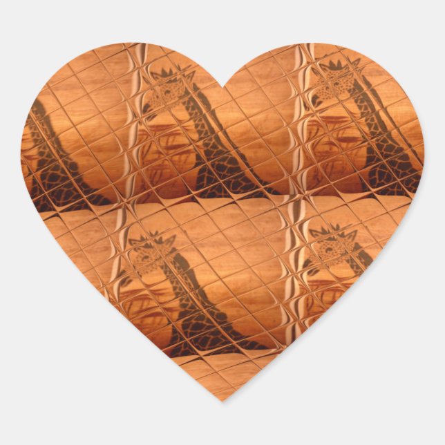 Pegatina En Forma De Corazón Espejo africano tradicional: jirafa tejida (Anverso)