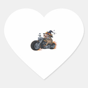 Pegatina En Forma De Corazón Espeluznante moto montada en Halloween Biker Fun C