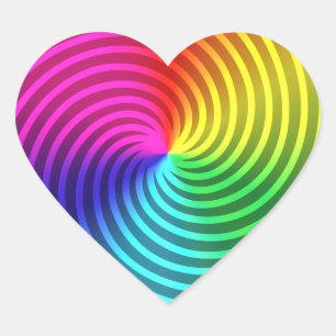Pegatina En Forma De Corazón Espiral arcoiris