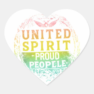 Pegatina En Forma De Corazón Espíritu unido orgulloso