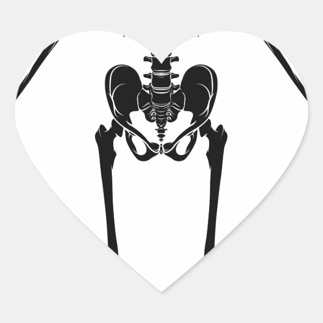 Pegatina En Forma De Corazón Esqueleto de la anatomía humana (Anverso)